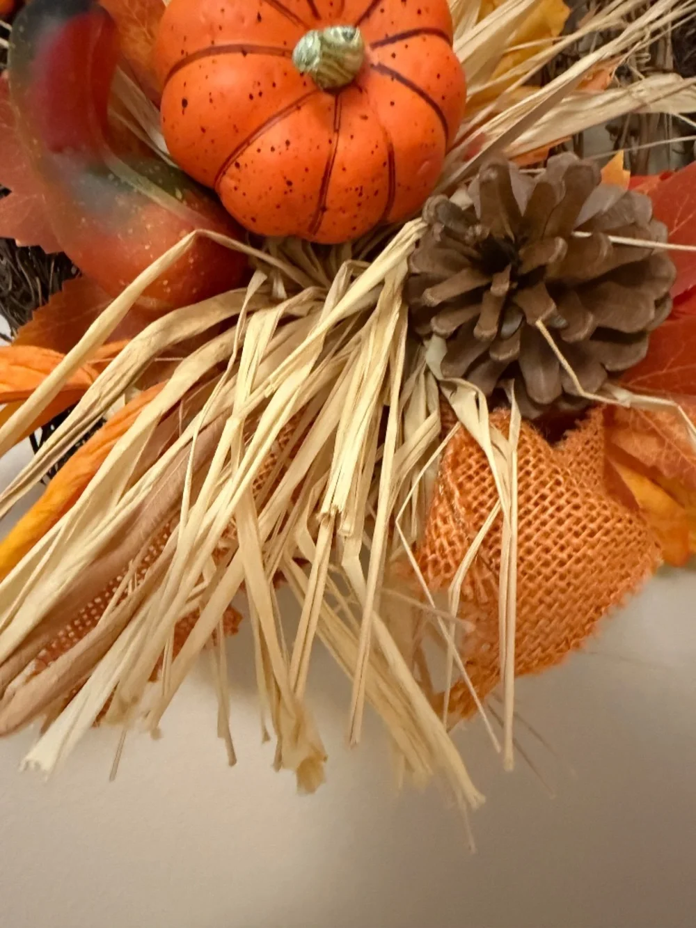 Rustic Fall Owl Grapevine Wreath 16in Autumn Harvest Pumpkin Berries - FALL